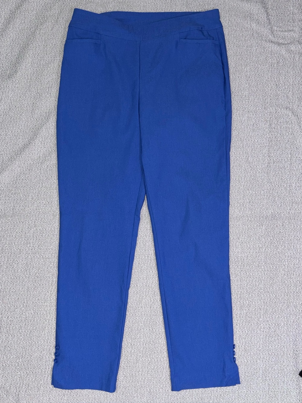 Chico's So Slimming Brigitte Button Hem Ankle Pants Nikko Blue size 1.5 10